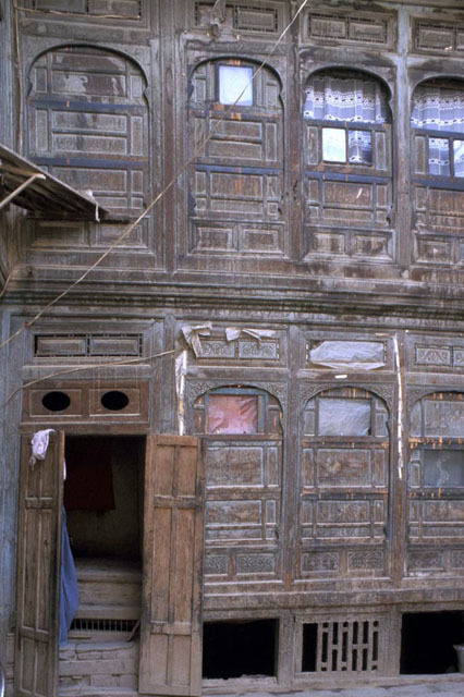 Vernacular Housing of Kabul - Zaman House, carved wooden façade of courtyard