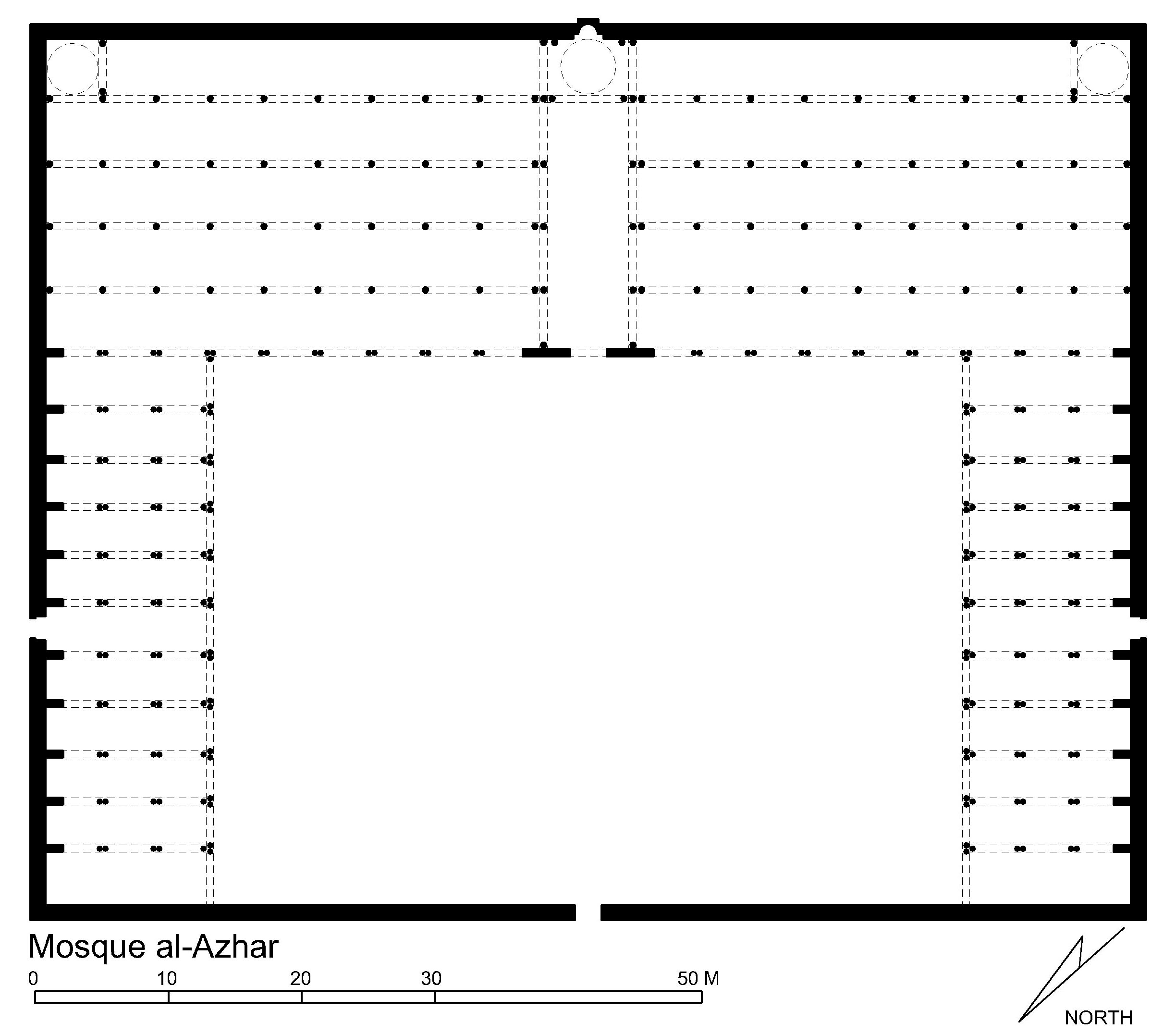 Jami' al-Azhar - Floor plan of mosque in AutoCAD 2000 format. Click the download button to download a zipped file containing the .dwg file. 