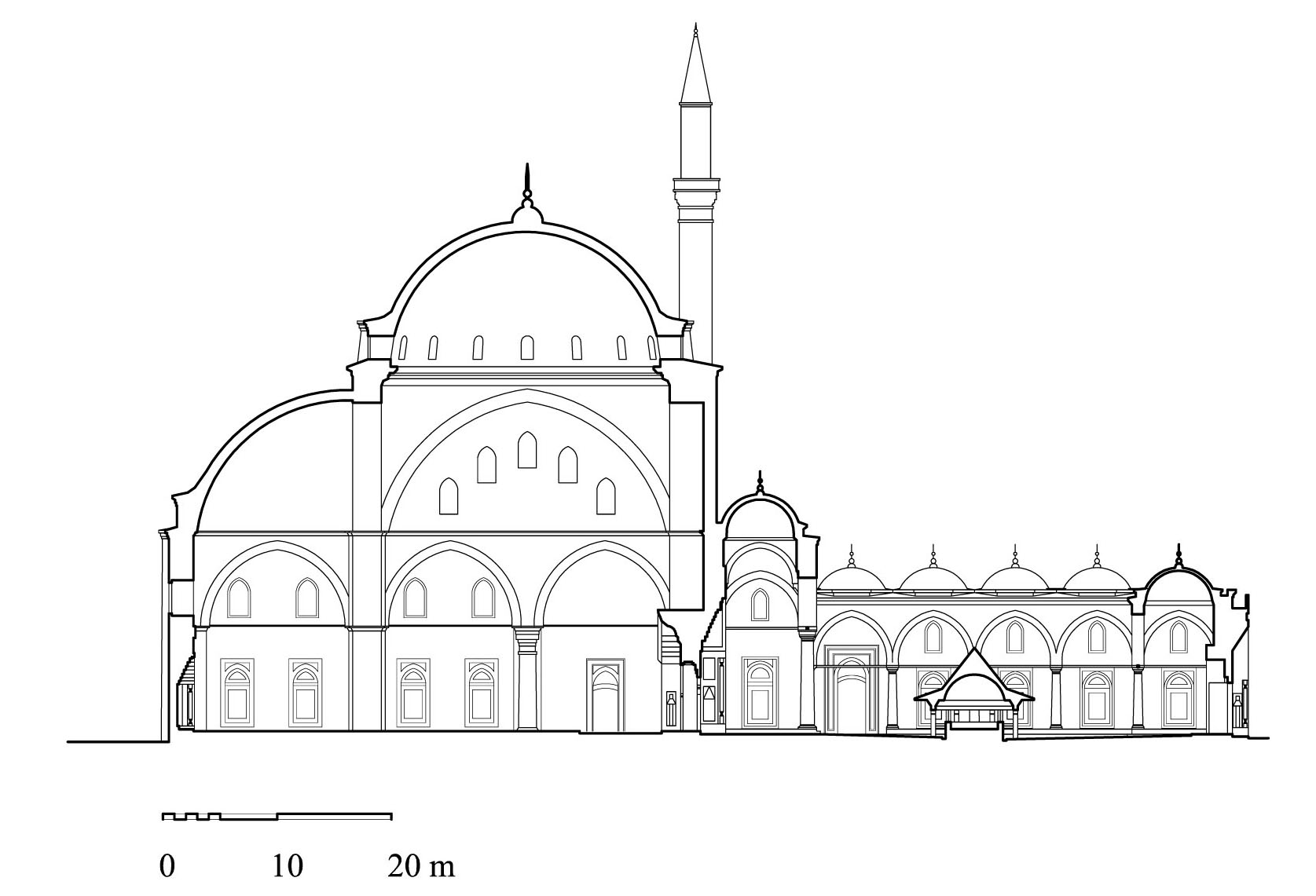 Fatih Camii - Hypothetical cross-section of the original mosque of Mehmed II