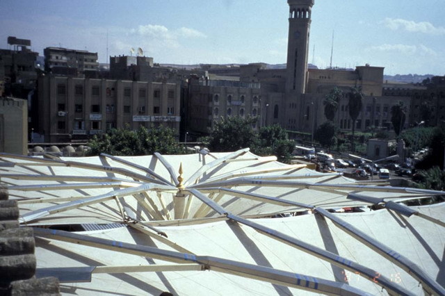 Top view of canopies, showing metal structure