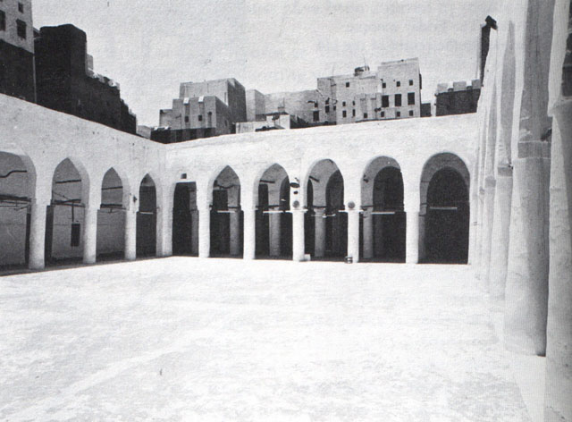 The arcades of the courtyard show a curious mixture of round-headed arches and pointed arches, evidence of various rebuildings from the tenth century to the fourteenth century and beyond