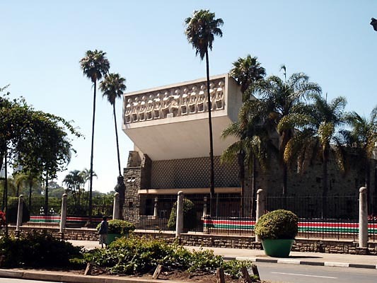 Exterior view from southeast showing side elevation of the 1963 extension on Harambee Avenue