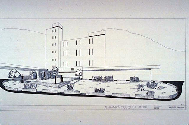 B&W drawing, perspective view