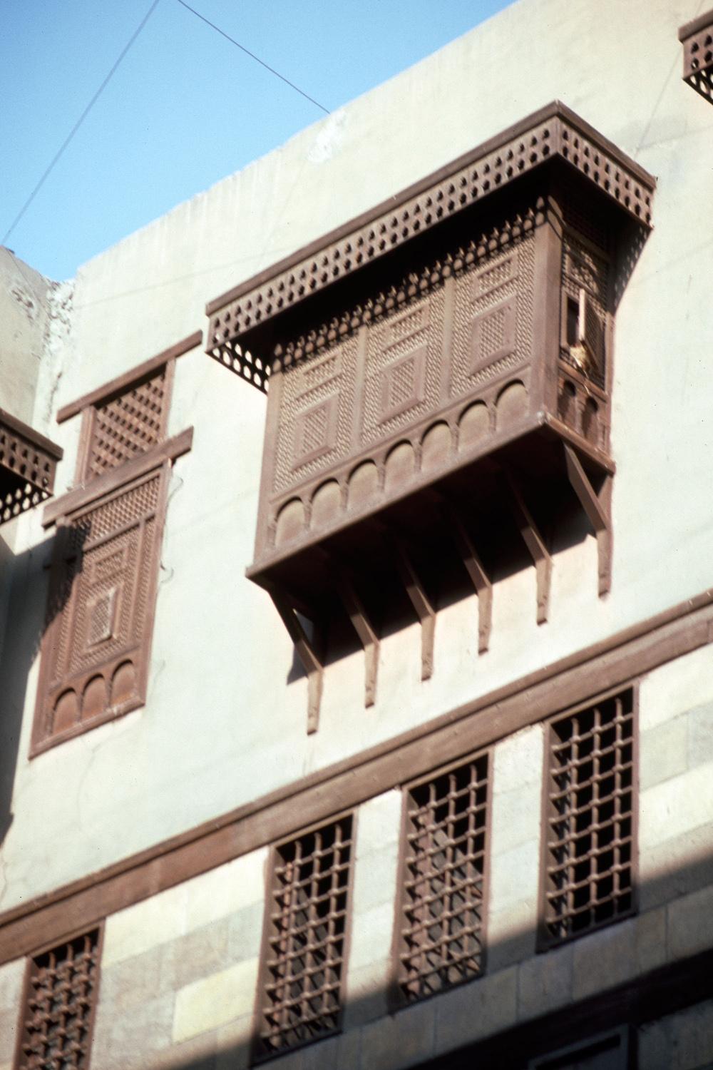 Courtyard detail, showing restored mashrabiyya