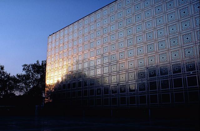 Southern façade is made up of two hundred and forty square  metal grids to filter the light