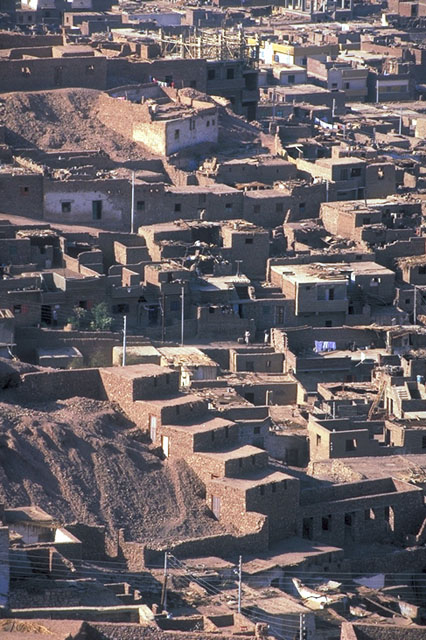 Aerial view, informal housing in the settlement