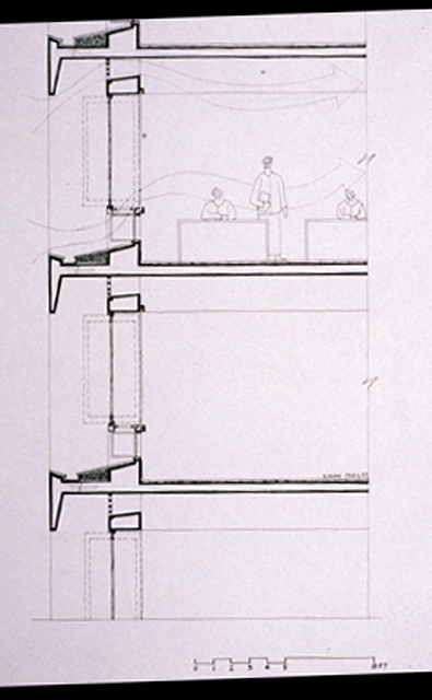 Drawing, section through 'breathing wall'