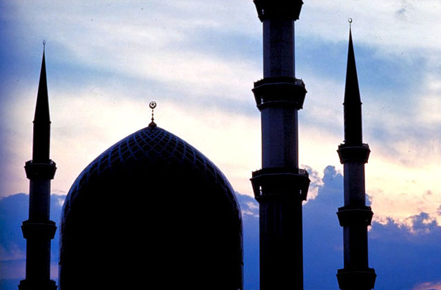 Profile of dome and minarets at dusk
