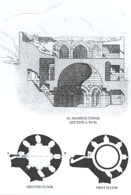 Cross-section and plans of the first and ground floors