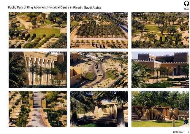 Presentation panel with elevation general views of park landscaping