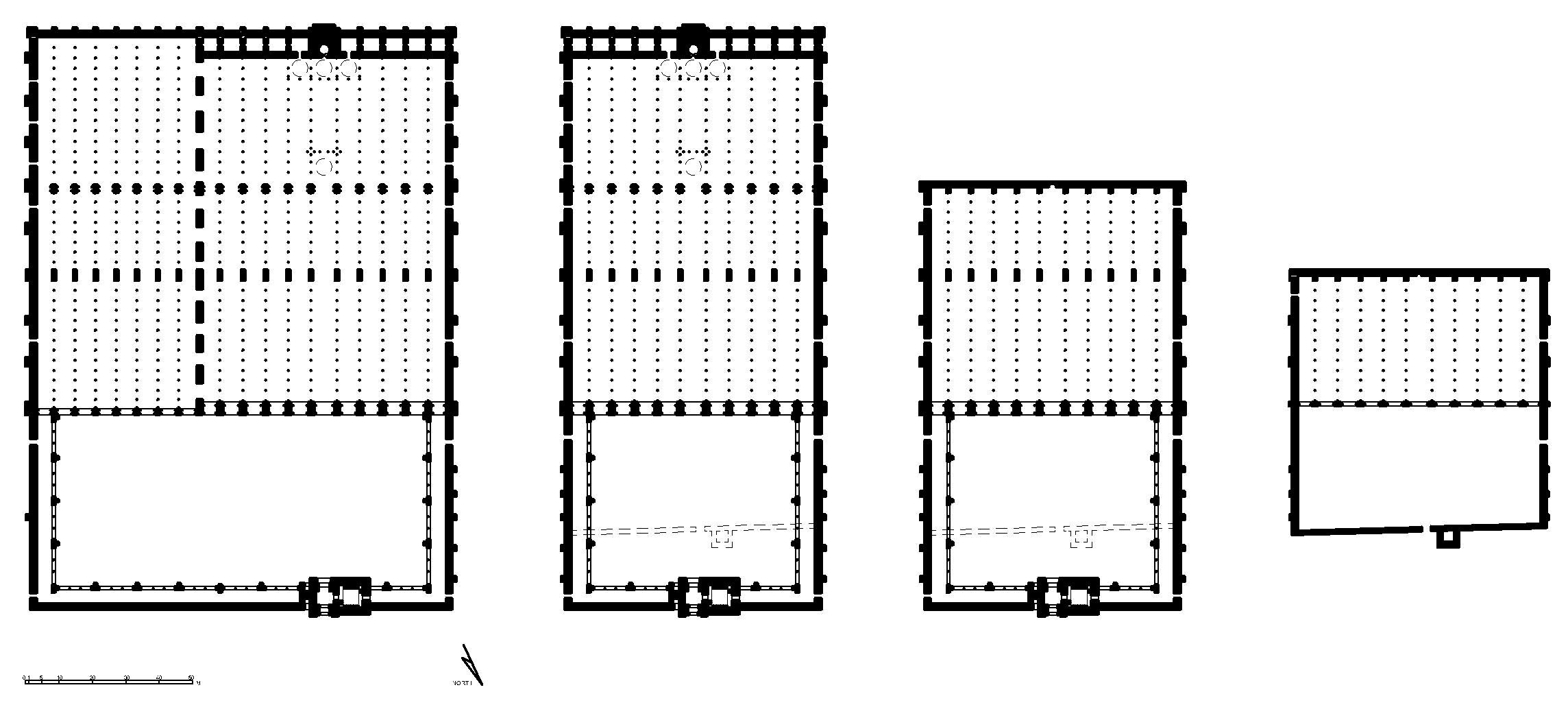 Mezquita de Córdoba - Floor plans showing four phases of development