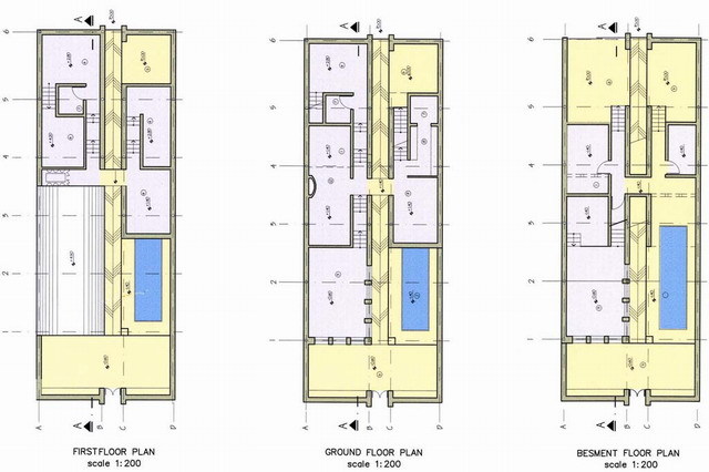Floor plans; first floor, ground floor and basement