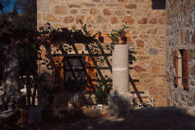 Exterior detail showing planted trellis