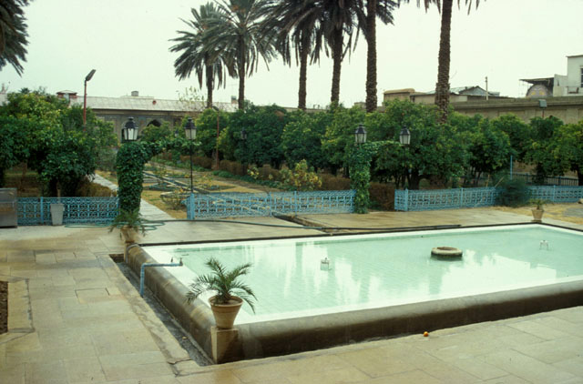 View looking south from central portico of <i>biruni</i> towards the gardens