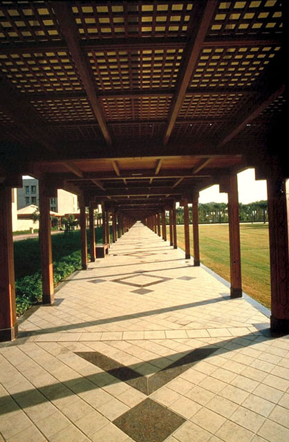 Wood-frame covered corridor