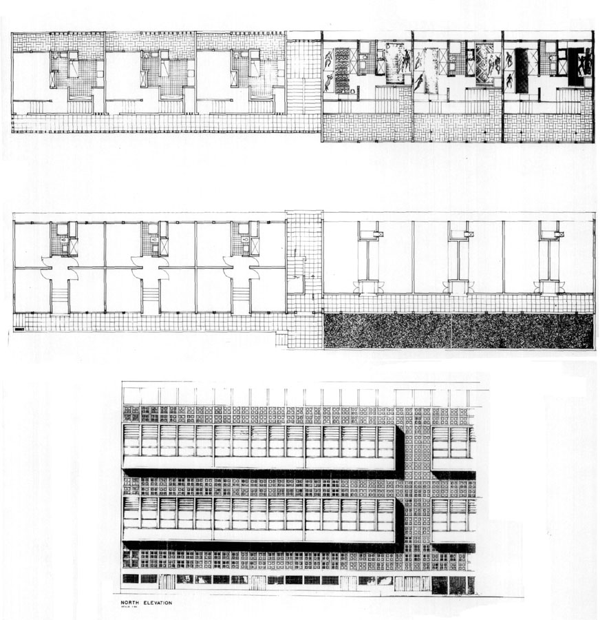 North elevation with units plans