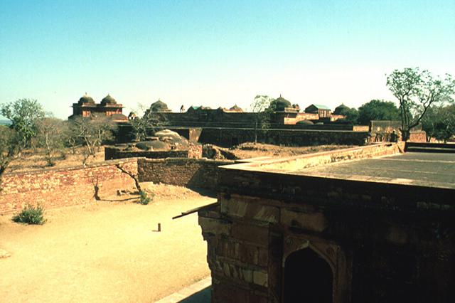 Exterior view of the complex, showing the Jodh Bai Palace and the Birbal residence