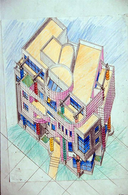Color drawing, isometric view