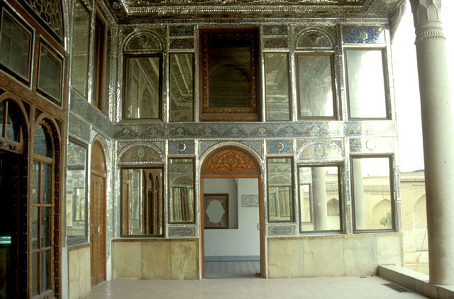 Central portico at <i>biruni</i>; mirrored walls and stone dado
