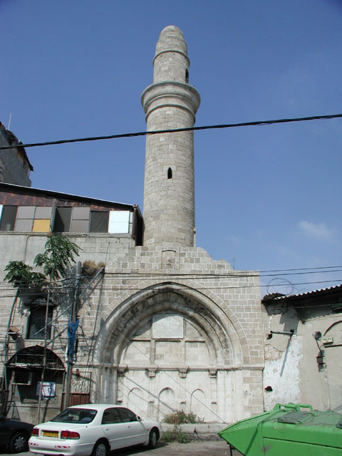 View of the remains of the mosque- a sabil and a minaret in the southwest façade