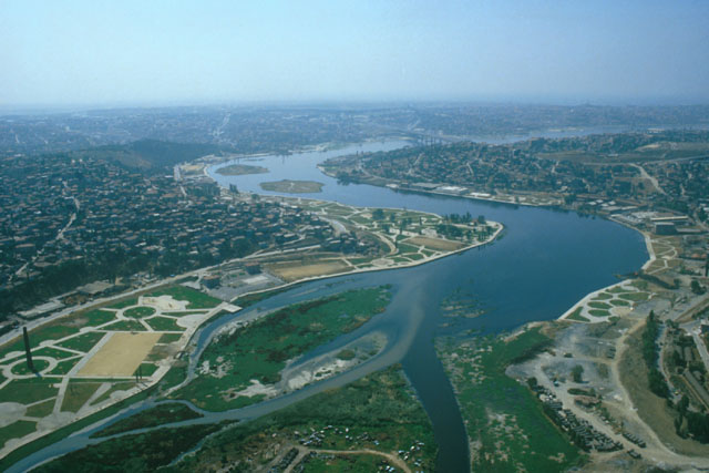 Aerial view showing river's path