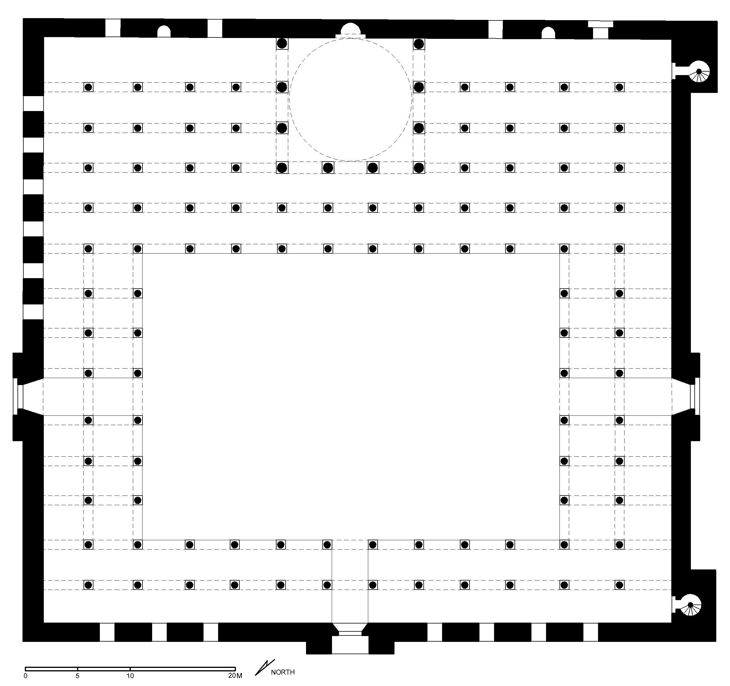 Jami al-Jadid - Reconstituted  floor plan of mosque (after Meinecke) in AutoCAD 2000 format. Click the download button to download a zipped file containing the .dwg file.