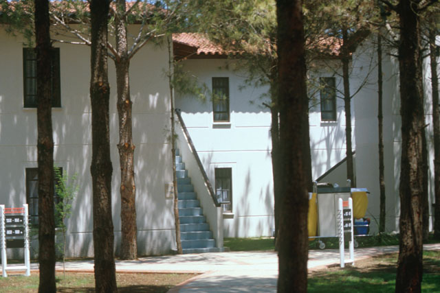 View to façade and stepped entrance