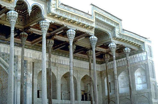 Exterior view of portico and capitals of columns