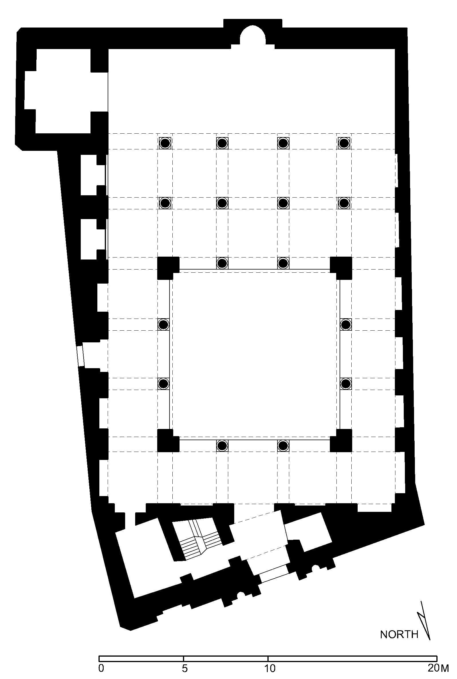Jami' al-Aqmar - Floor plan of mosque (after Meinecke) in AutoCAD 2000 format. Click the download button to download a zipped file containing the .dwg file. 