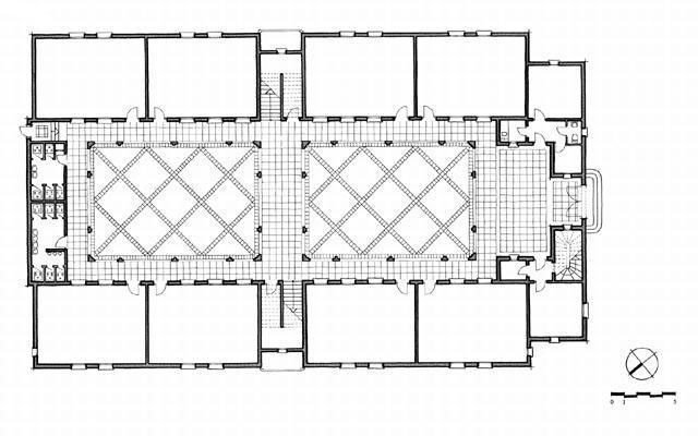 B&W drawing, floor plan
