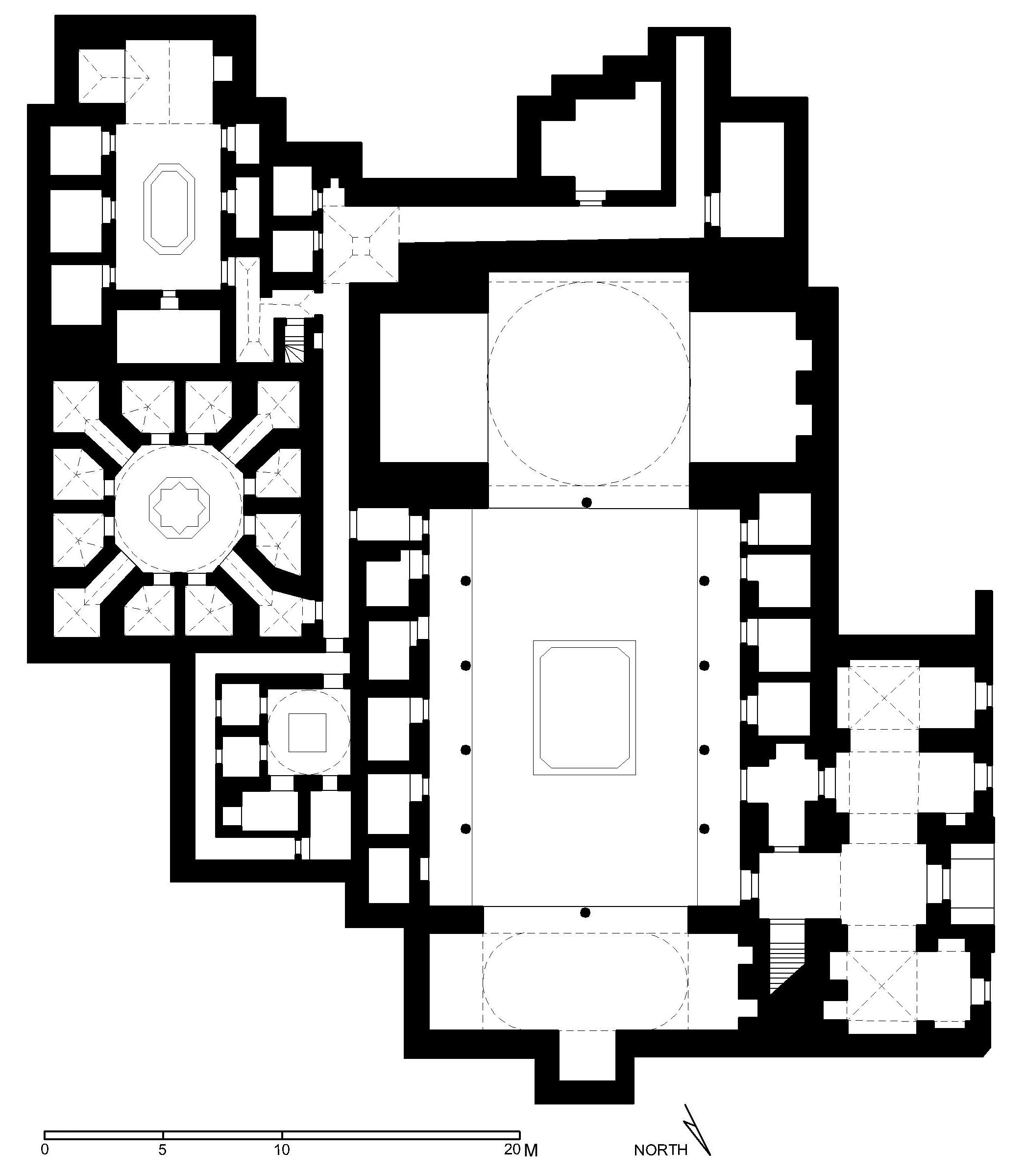 Bimaristan Arghun al-Kamili - Floor plan of maristan (after Meinecke) in AutoCAD 2000 format. Click the download button to download a zipped file containing the .dwg file. 