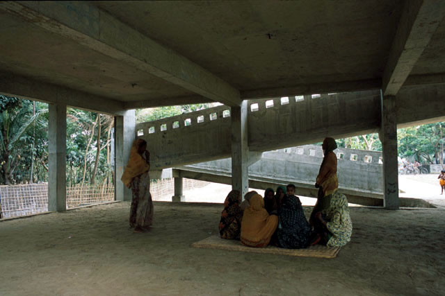 The shaded area under the shelter is used for community activities