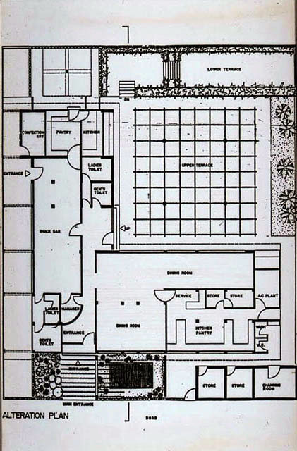 B&W drawing, aternate ground floor plan
