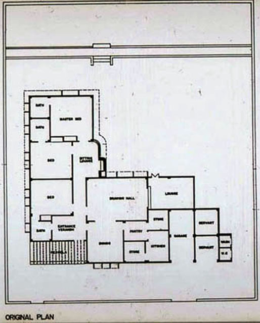 B&W drawing, original ground floor plan