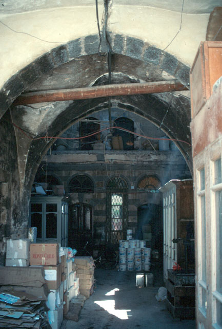 Interior view into a vaulted storage cell in Khan Ahmad