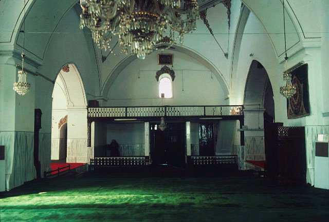 Interior view looking towards harem section on northern wall and main entrance of mosque