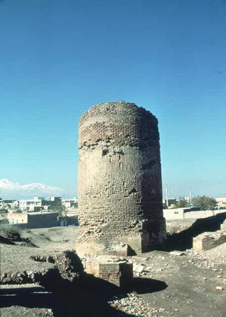 View of ruined minaret