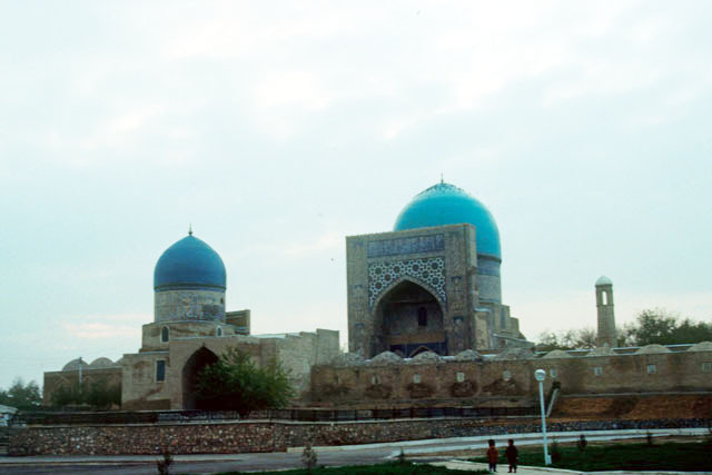 Exterior view of the restored Gok Gunbad (right) and Gunbad-i Sayyidan (left)