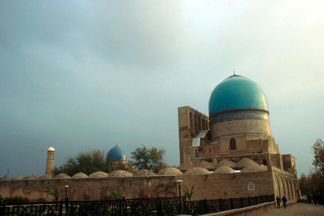 Exterior view of the restored Gok Gunbad (right) and Gunbad-i Sayyidan (left)