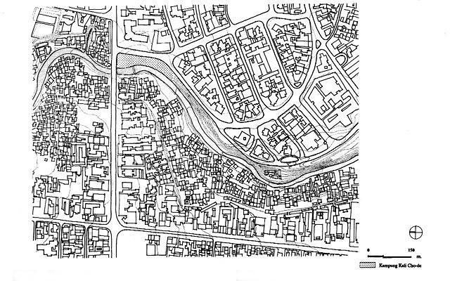 B&W drawing, area plan showing project site and surrounding context