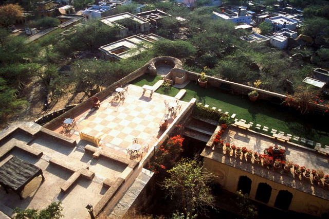 Neemrana Fort-Palace Revitalisation - Shatranj Bagh, the chess board-gardens laid after the ramparts were rebuilt