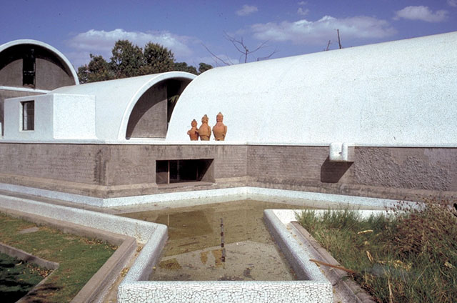 Pool in front of the design studios