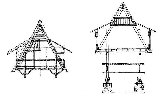 B&W drawing, construction details