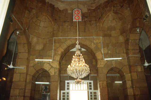 Interior view of the madrasa courtyard, looking north towards the main portal