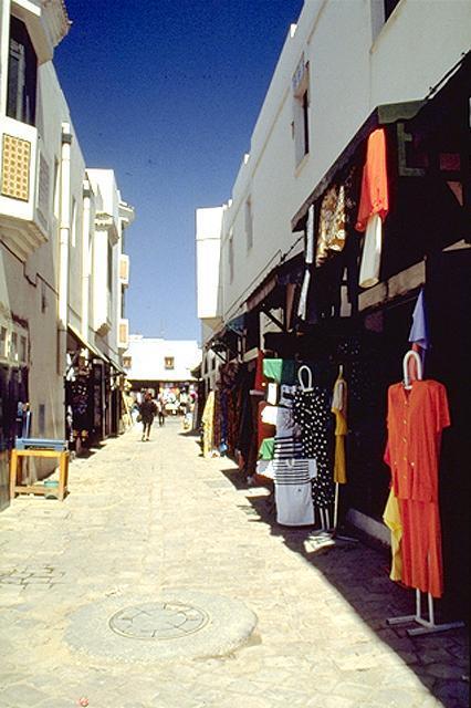 Street view with open shops