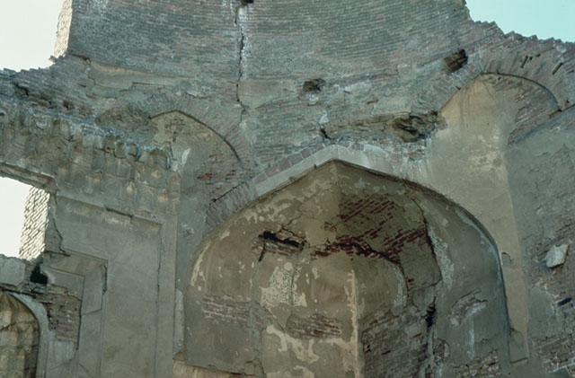 Interior detail of qibla dome showing squinch and collapsed drum