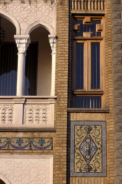 Exterior detail of window and loggia arcade