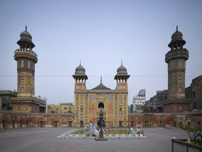 Masjid Wazir Khan - Eastern façade  of the main prayer chamber as seen from within the courtyard