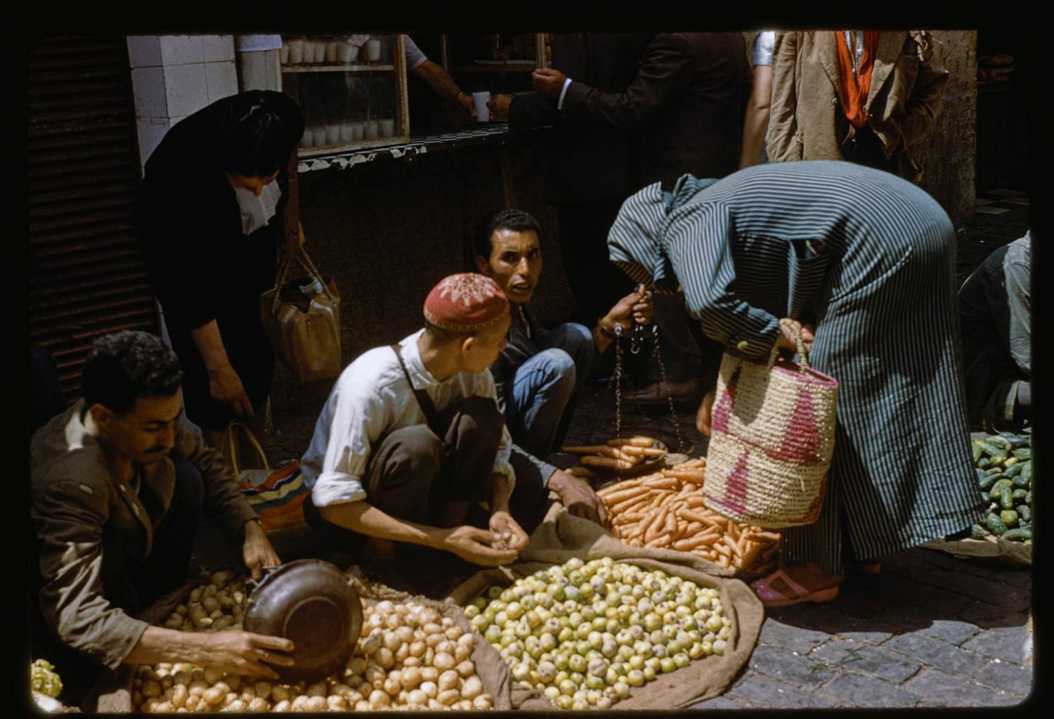 <p>Selling root vegetables.</p>