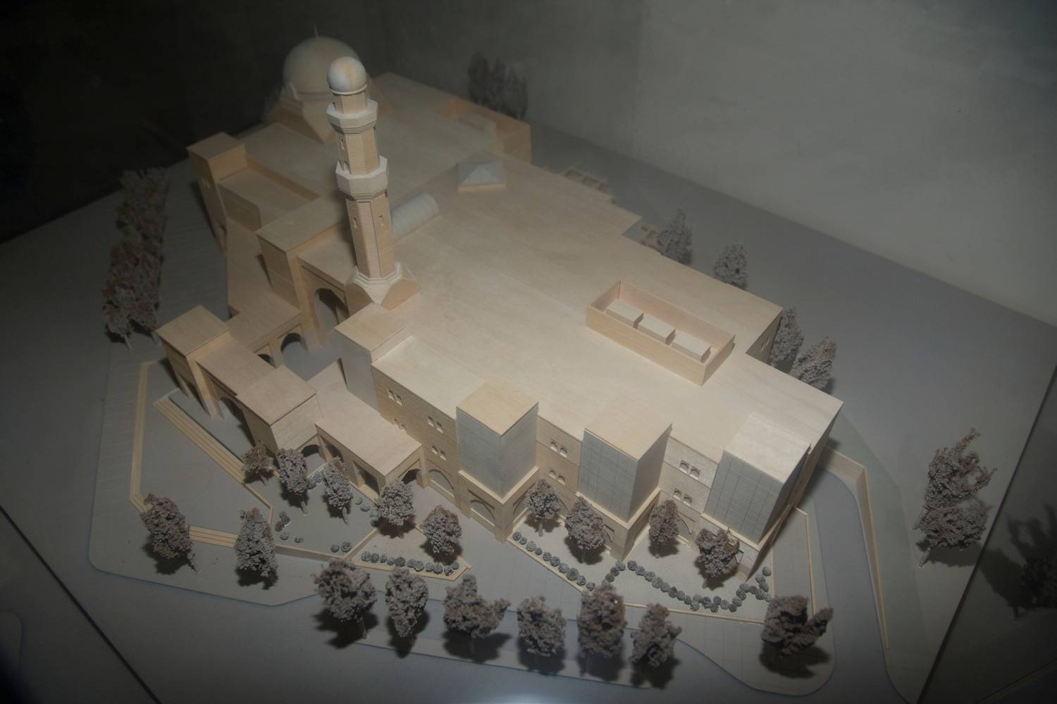 View of the architects model, including the expansion fo the school, Malcolm X Blvd. facade